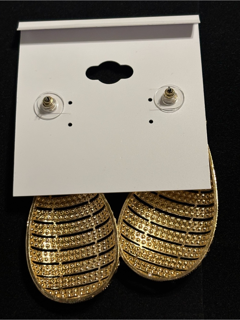 Natasha Gold Pave Rhinestone Teardrop
Statement Earrings NWT - Picture 2 of 2